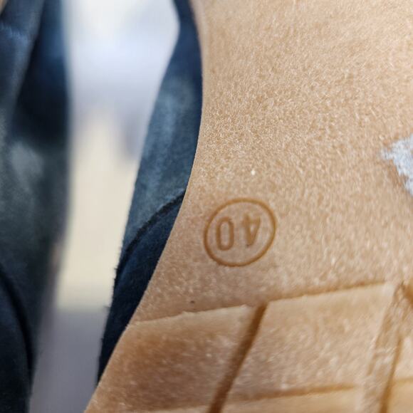 Jasper and Jeera Yuma Blue Suede Ankle Desert Boots Size 40 US 9 Lace Up Heel - Picture 9 of 9